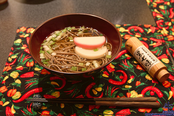 Toshikoshi soba, a traditional Japanese dish eaten at midnight with the new year. Apparently the long noodles symbolize long life.