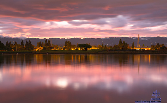 Sunset at Shoreline Lake, Mountain View, California
